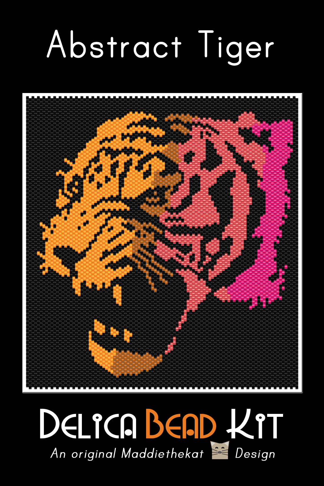 Abstract Tiger - Simple - Larger Panel Peyote Bead Pattern PDF or Bead KIT