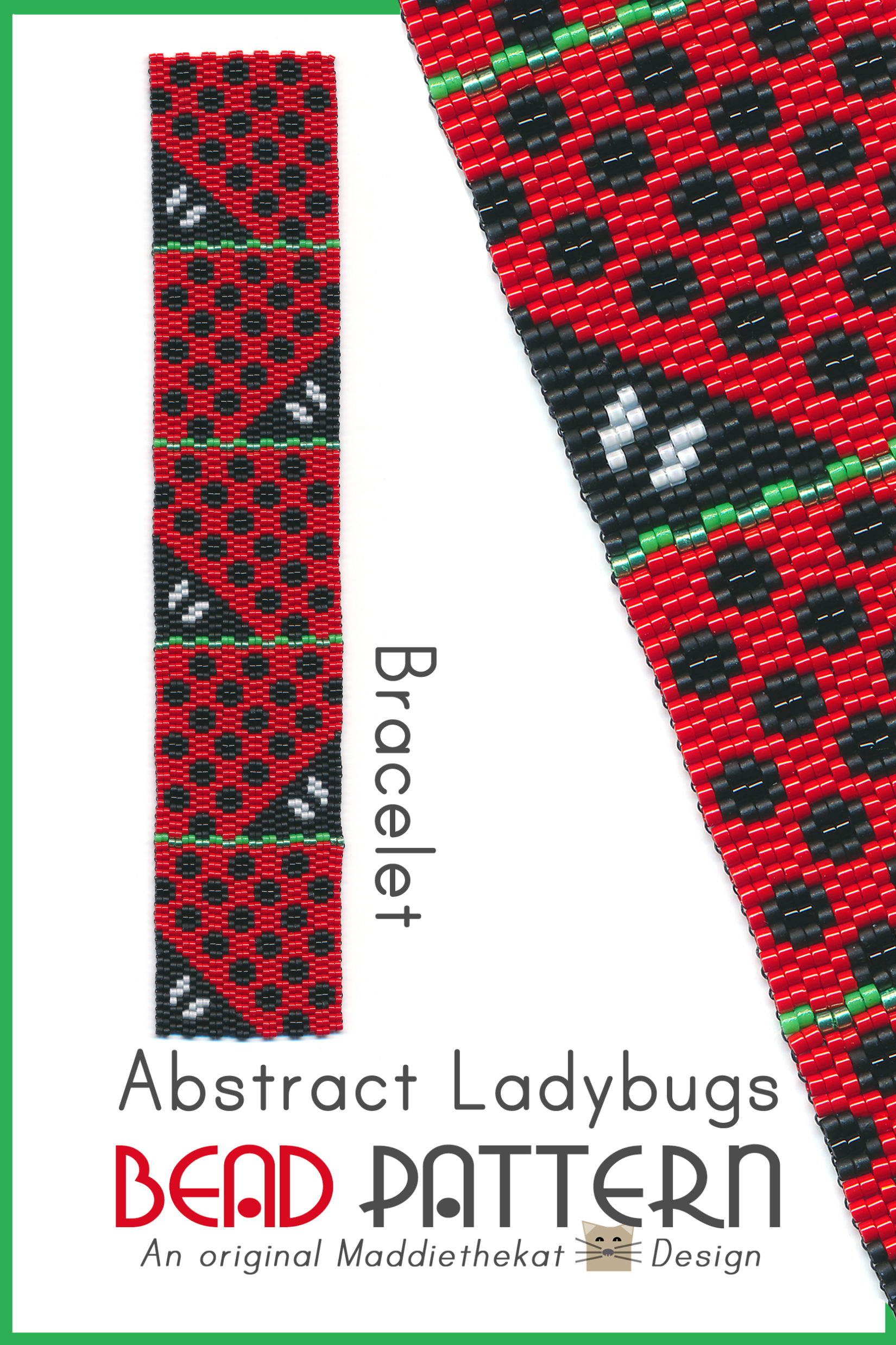 Abstract Ladybugs Bracelet 2-Drop Peyote Bead Pattern PDF