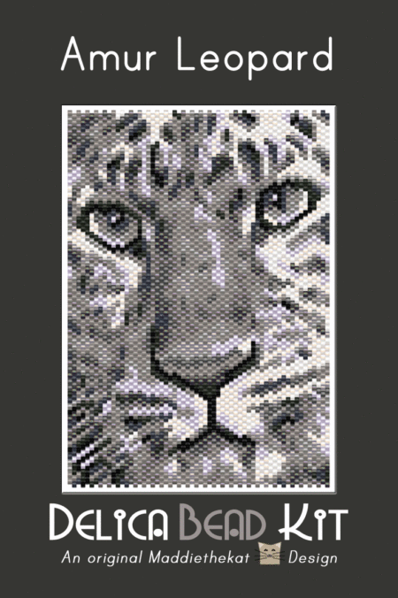 Amur Leopard Small Peyote Bead Pattern or Bead Kit