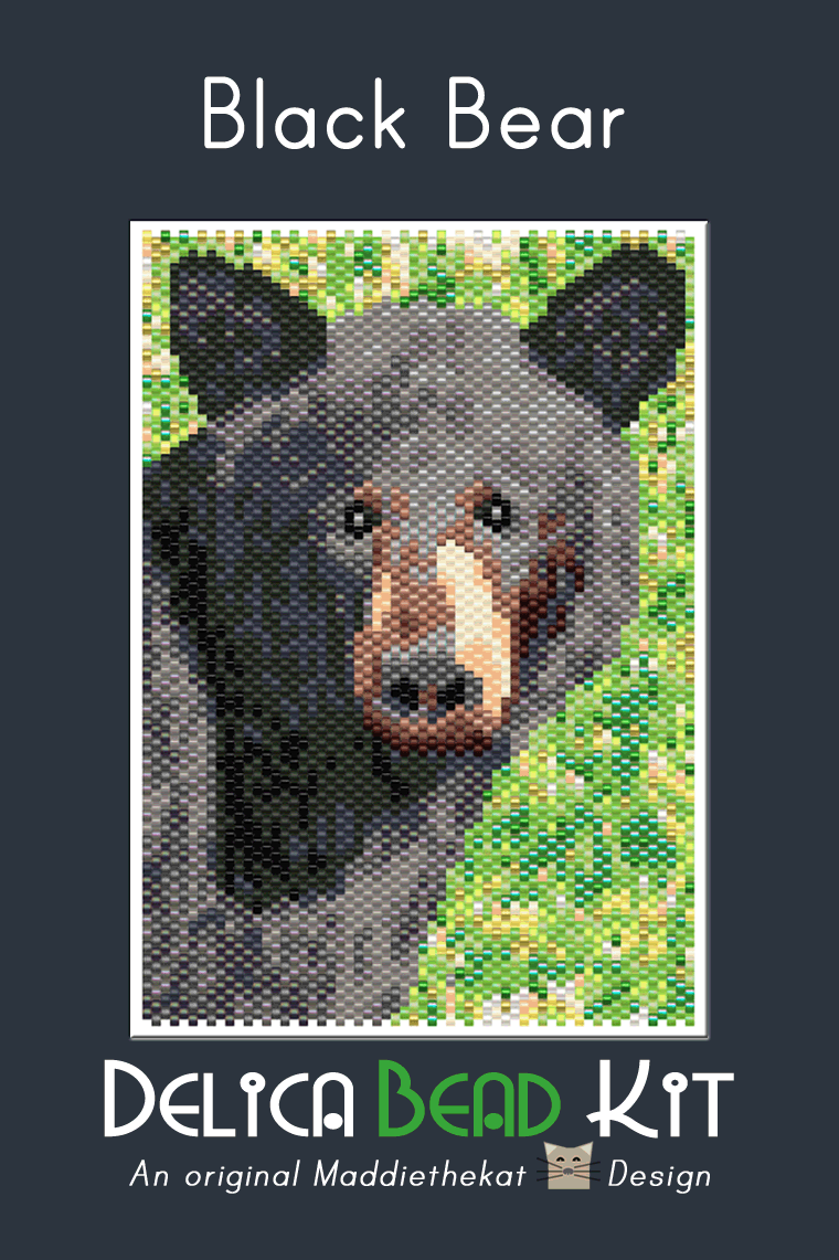 Black Bear 01 Small Peyote Bead Pattern PDF or Bead Kit
