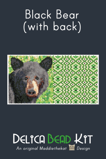 Black Bear 01 with Back Peyote Bead Pattern PDF or Bead Kit