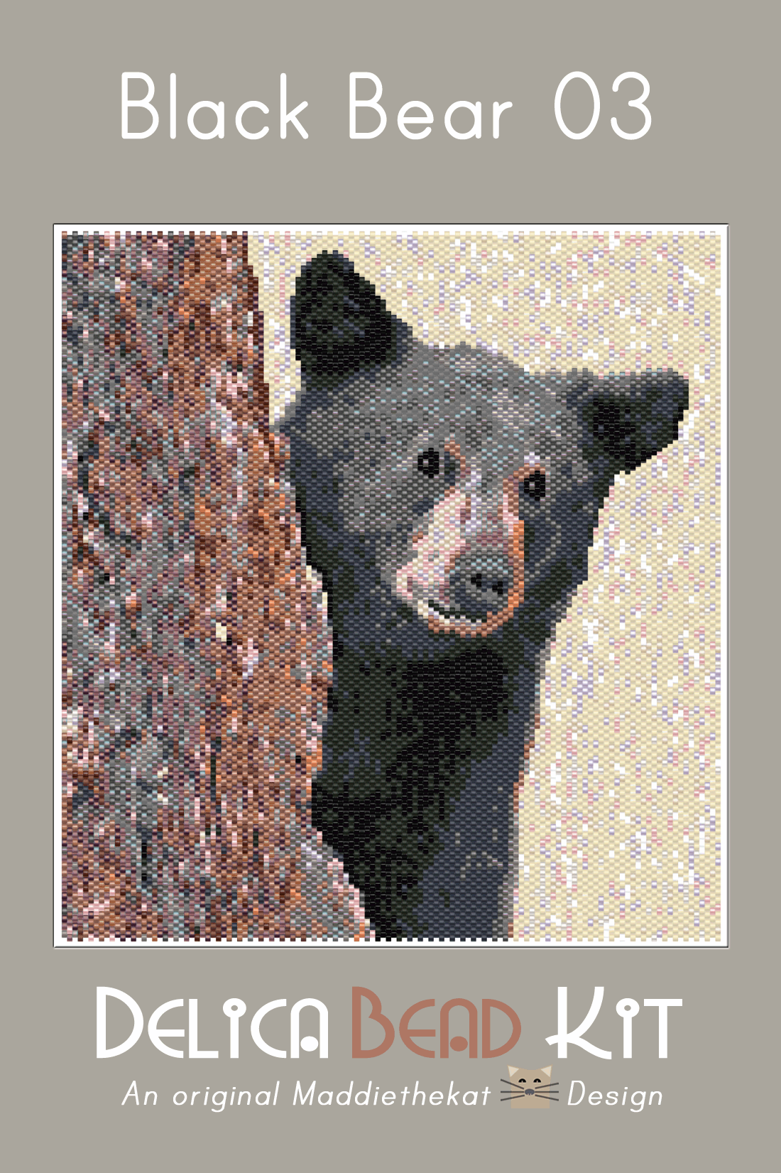 Black Bear 03 Larger Peyote Bead Pattern PDF or Bead Kit