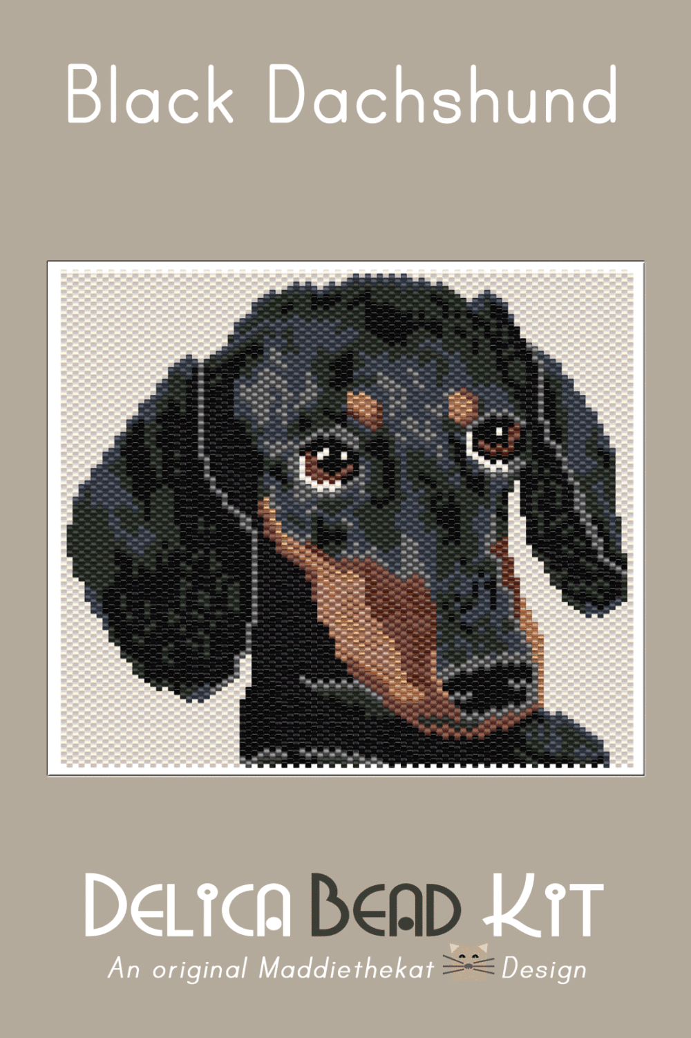 Black Dachshund Dog Larger Peyote Bead Pattern PDF or Bead Kit