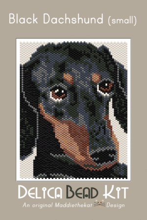 Black Dachshund Dog Small Peyote Bead Pattern PDF or Bead Kit