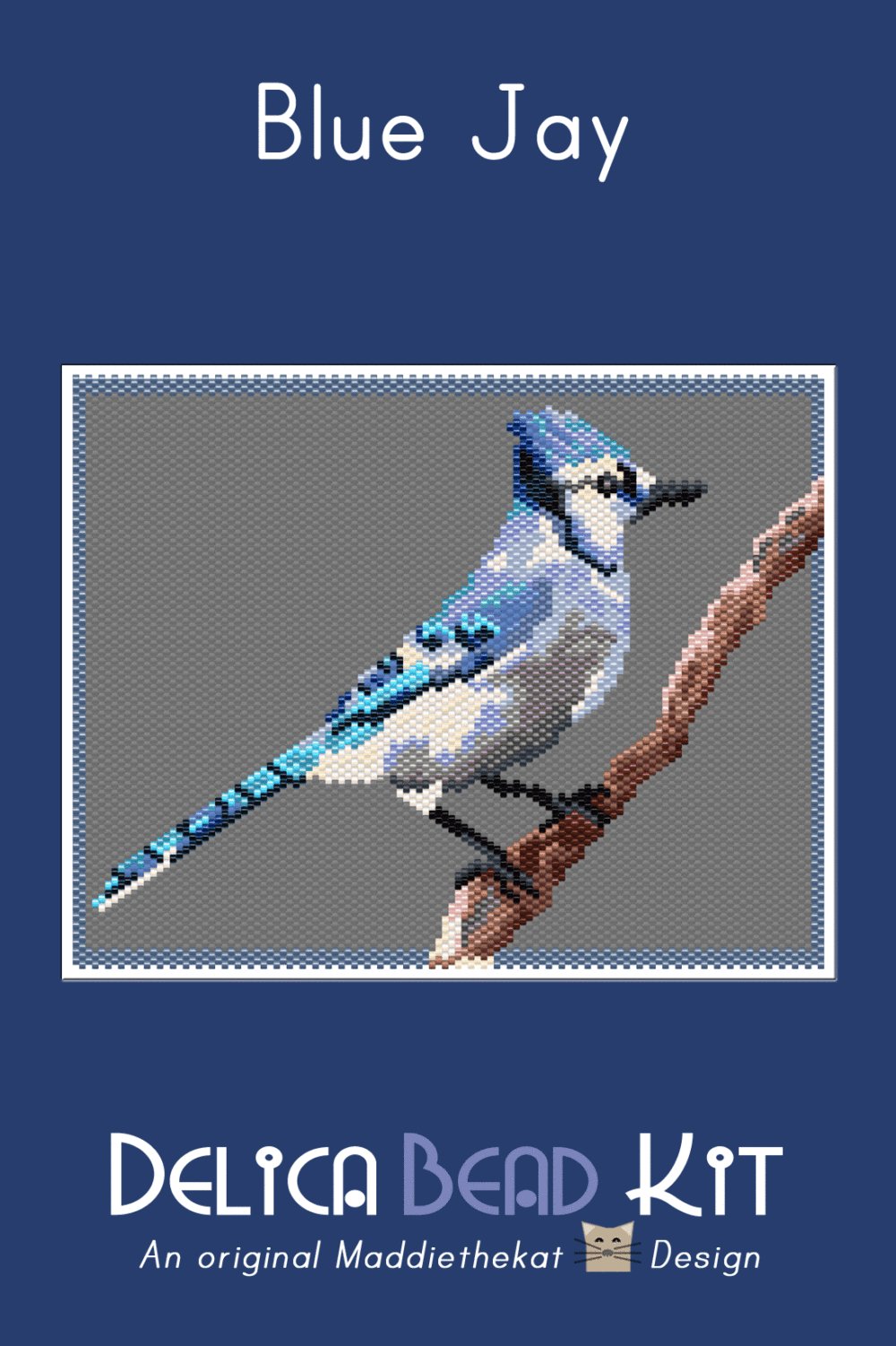 Blue Jay Larger Peyote Bead Pattern PDF or Bead Kit