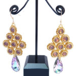 Bezels in Gold and Vitrail Cyclamen Opal Beaded Earrings