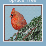 Cardinal on Spruce Tree Larger Peyote Bead Pattern PDF or Bead Kit | Bird