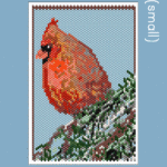 Cardinal on Spruce Tree Small Peyote Bead Pattern PDF or Bead Kit
