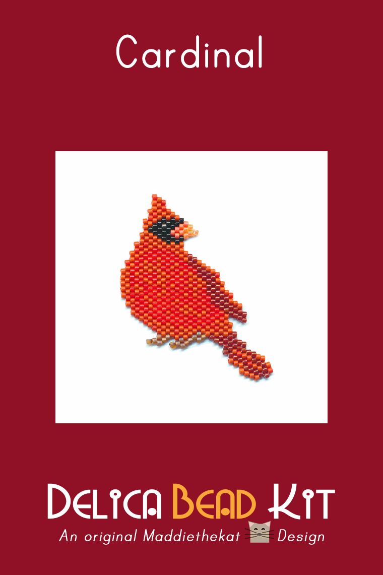 Cardinal Brick Stitch Bead Pattern PDF or Bead Kit | Bird
