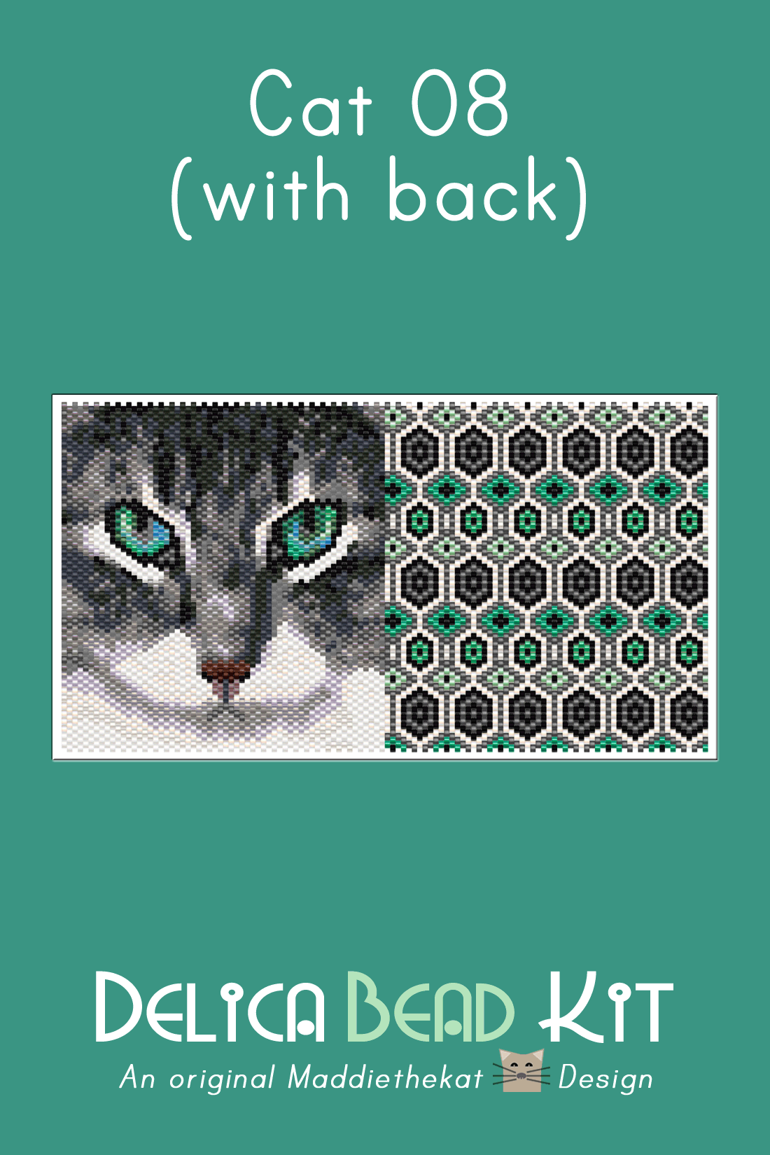 Cat 08 with Back Peyote Bead Pattern PDF or Bead Kit