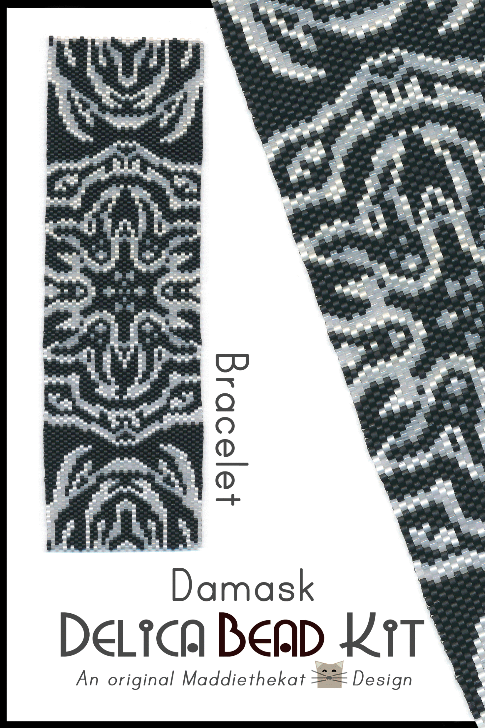 Damask Wide Cuff Bracelet Peyote Bead Pattern PDF