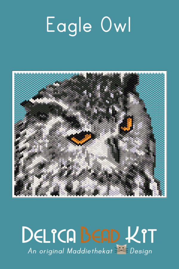 Eagle Owl Larger Peyote Bead Pattern PDF or Bead Kit