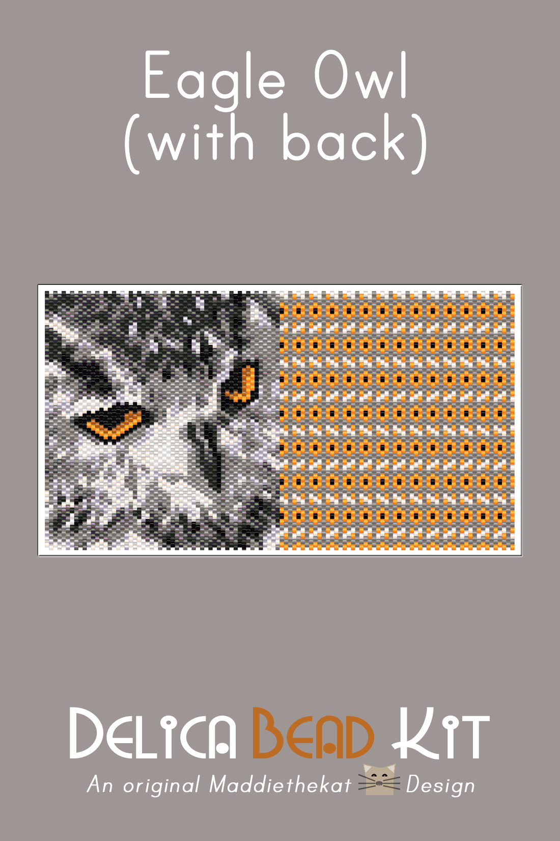 Eagle Owl With Back Peyote Bead Pattern PDF or Bead Kit