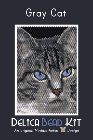 Gray Cat 01 Small Peyote Bead Pattern PDF or Bead Kit