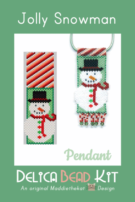 Jolly Snowman Pendant Peyote Bead Pattern or Bead Kit