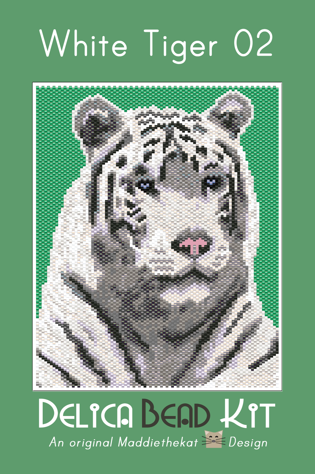 White Tiger 02 Larger Peyote Bead Pattern PDF or Bead Kit