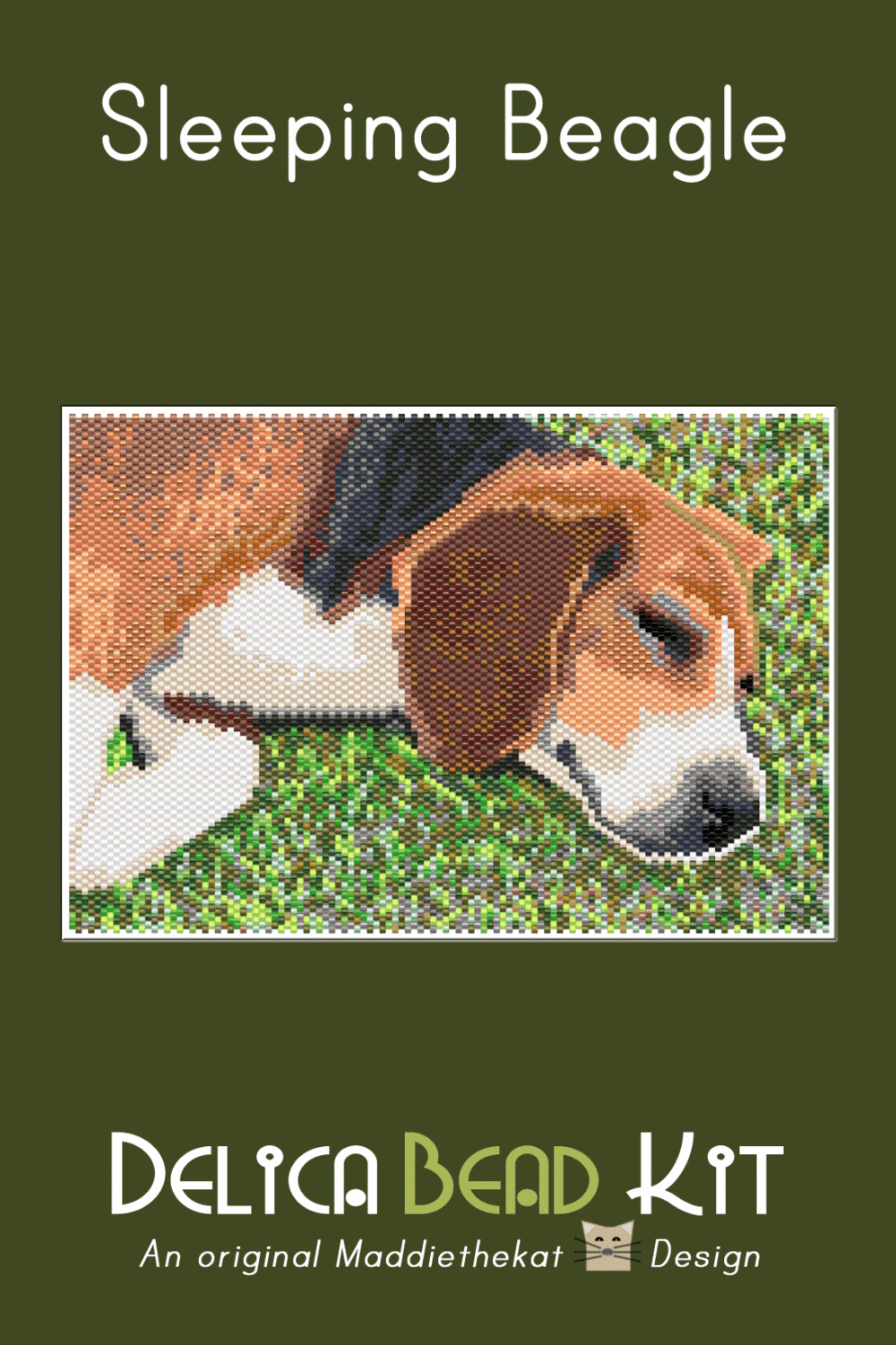 Sleeping Beagle Dog Peyote Bead Pattern PDF or Bead Kit