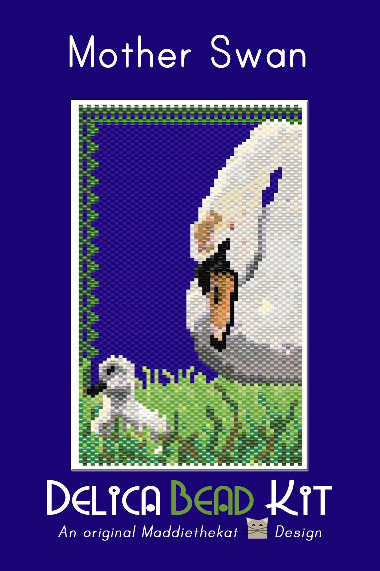 Mother Swan Small Peyote Bead Pattern PDF or Bead Kit