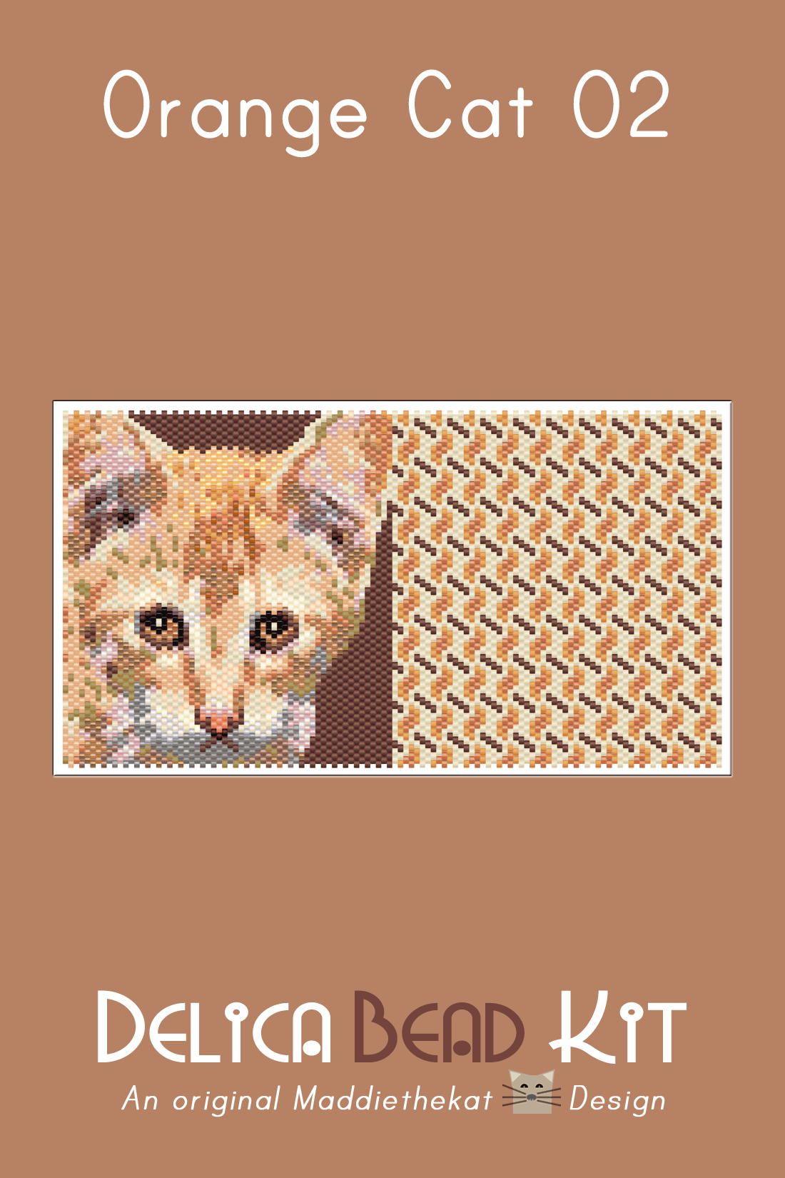 Orange Cat 02 With Back Peyote Bead Pattern PDF or Bead Kit