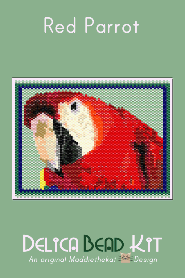 Red Parrot Peyote Bead Pattern PDF or Bead Kit