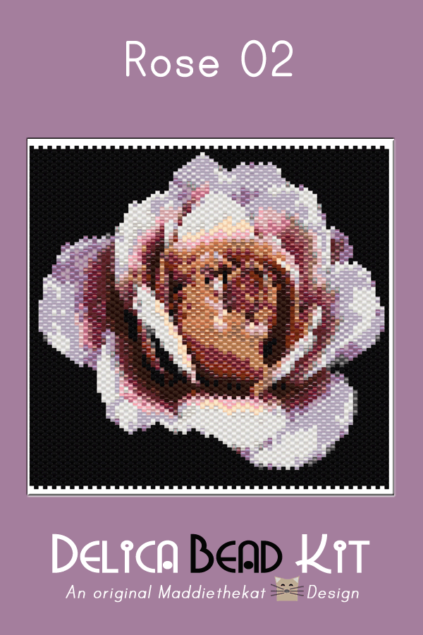 Rose 02 Peyote Bead Pattern PDF or Bead Kit