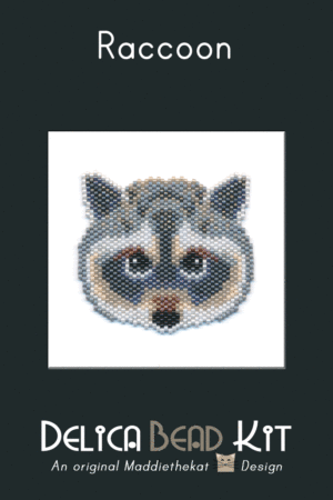 Raccoon Brick Stitch Bead Pattern PDF or Bead Kit