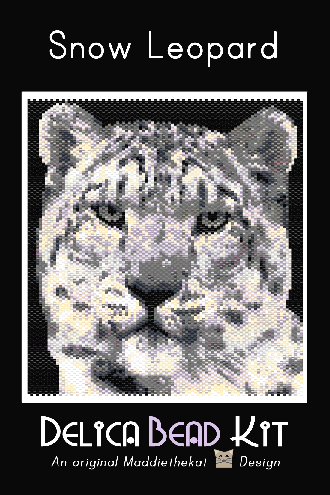 Snow Leopard 01 Larger Peyote Bead Pattern PDF or Bead Kit