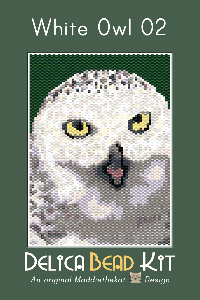White Owl 02 Small Peyote Bead Pattern PDF or Bead Kit