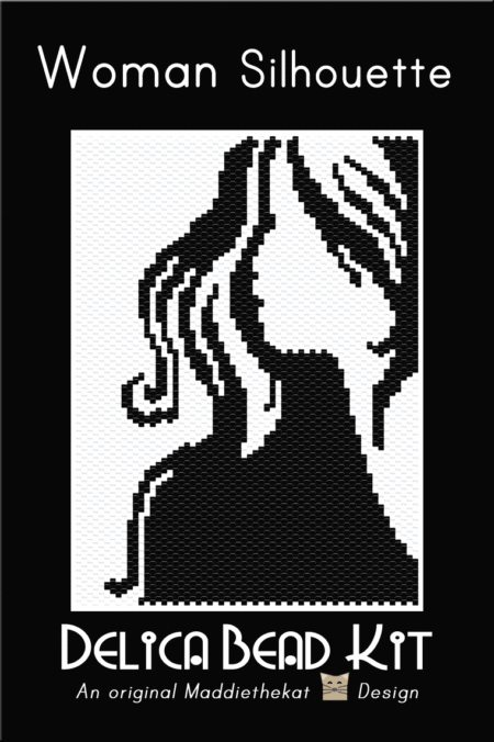 Long Haired Woman Silhouette Small Peyote Bead Pattern PDF or Bead Kit
