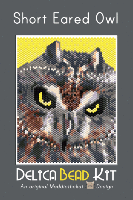 Short Eared Owl Small Peyote Bead Pattern PDF or Bead Kit