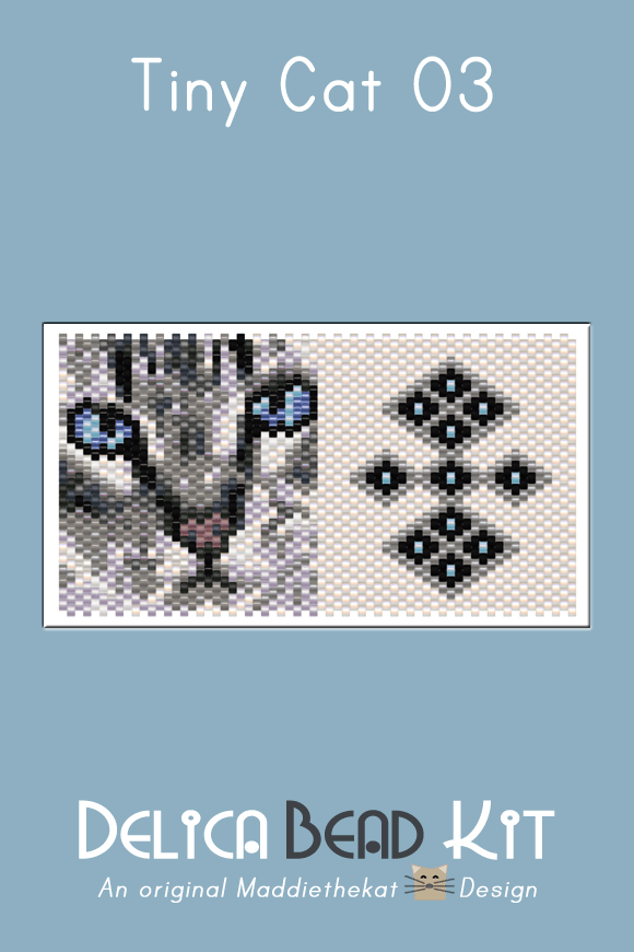 Cat 03 Tiny Peyote Bead Pattern PDF or Bead Kit