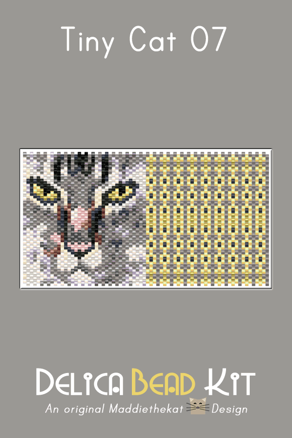 Cat 07 Tiny Peyote Bead Pattern PDF or Bead Kit