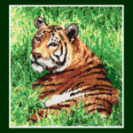 Tiger in Grass Larger Peyote Bead Pattern PDF or Bead Kit