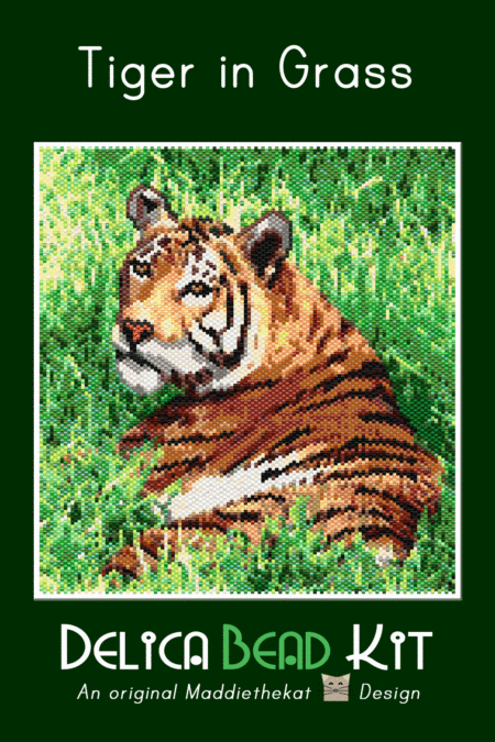 Tiger in Grass Larger Peyote Bead Pattern PDF or Bead Kit