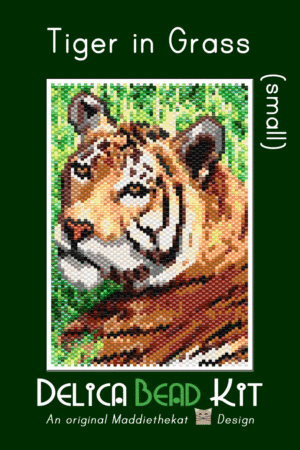 Tiger in Grass Small Peyote Bead Pattern PDF or Bead Kit
