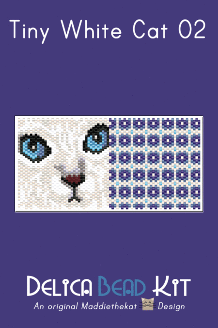 White Cat 02 Tiny Peyote Bead Pattern PDF or Bead Kit