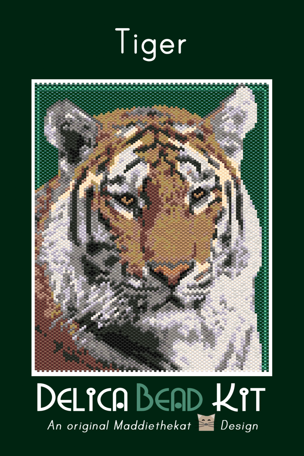 Tiger 01 Larger Peyote Bead Pattern PDF or Bead Kit