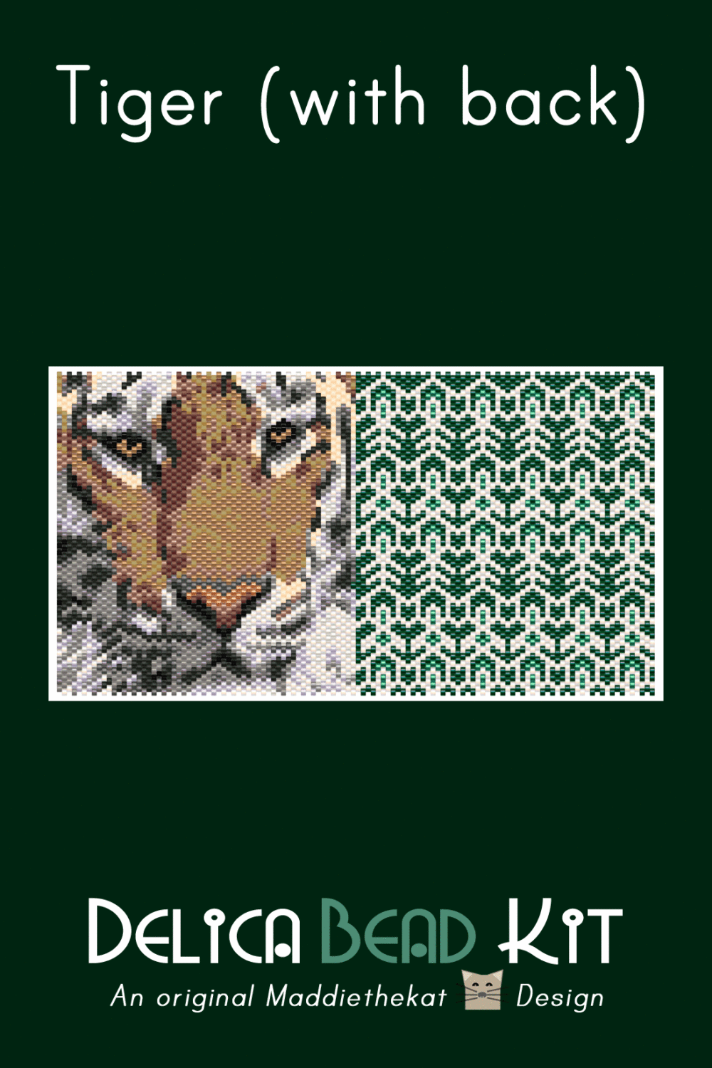 Tiger with Back Peyote Bead Pattern PDF or Bead Kit