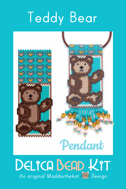 Teddy Bear Pendant Peyote Bead Pattern PDF or Bead Kit