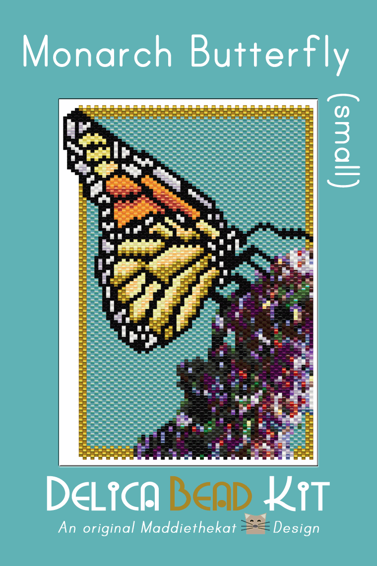 Monarch Butterfly Small Peyote Bead Pattern PDF or Bead Kit