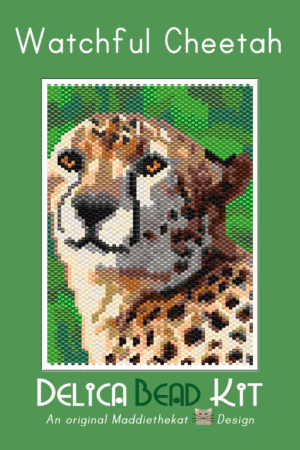 Watchful Cheetah Small Peyote Bead Pattern PDF or Bead Kit