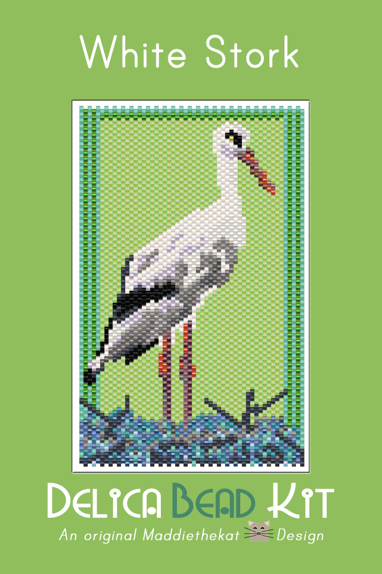 White Stork Small Peyote Bead Pattern PDF or Bead Kit