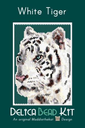 White Tiger 01 Small Peyote Bead Pattern PDF or Bead Kit