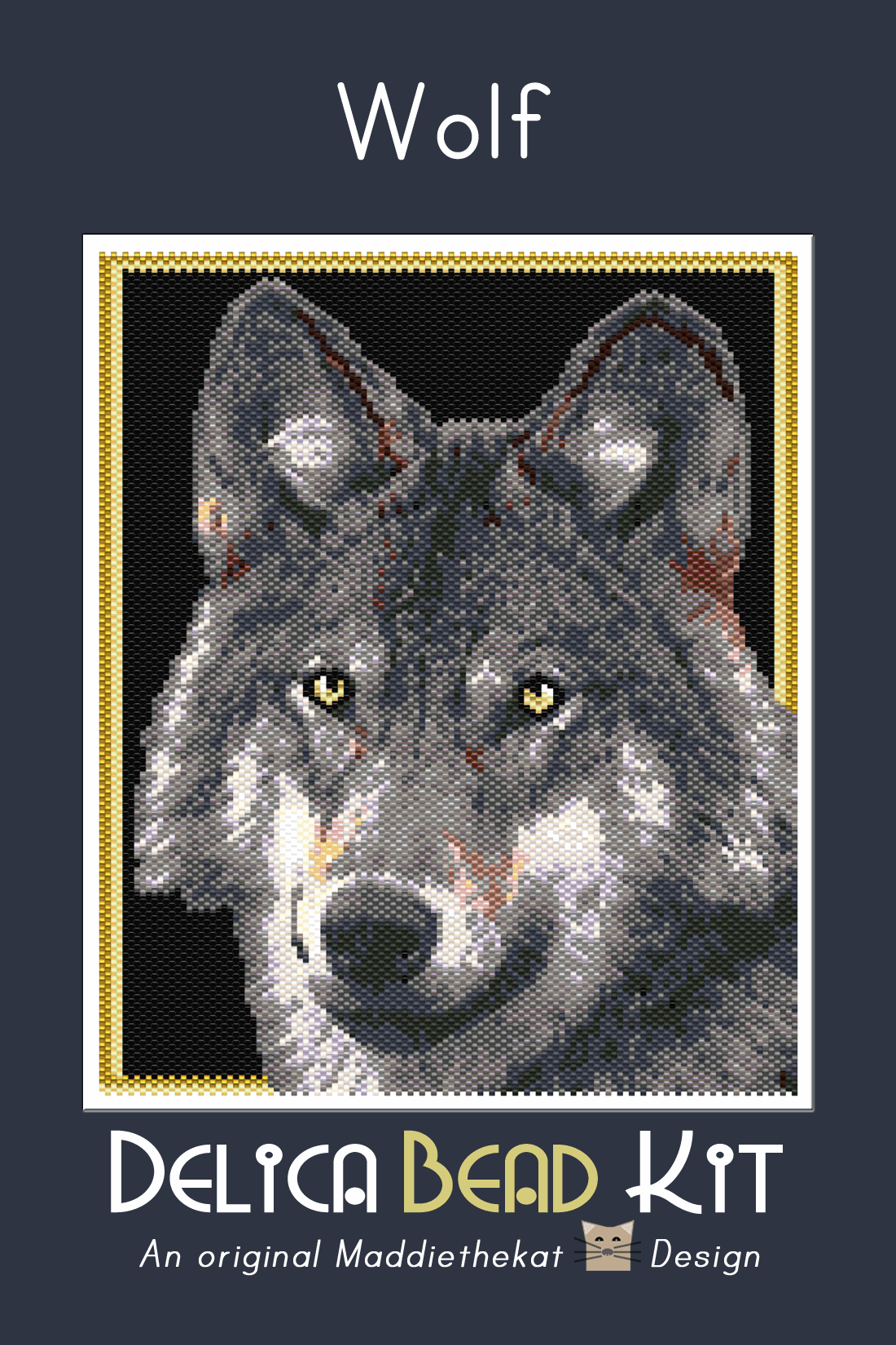 Wolf 01 Larger Peyote Bead Pattern PDF or Bead Kit