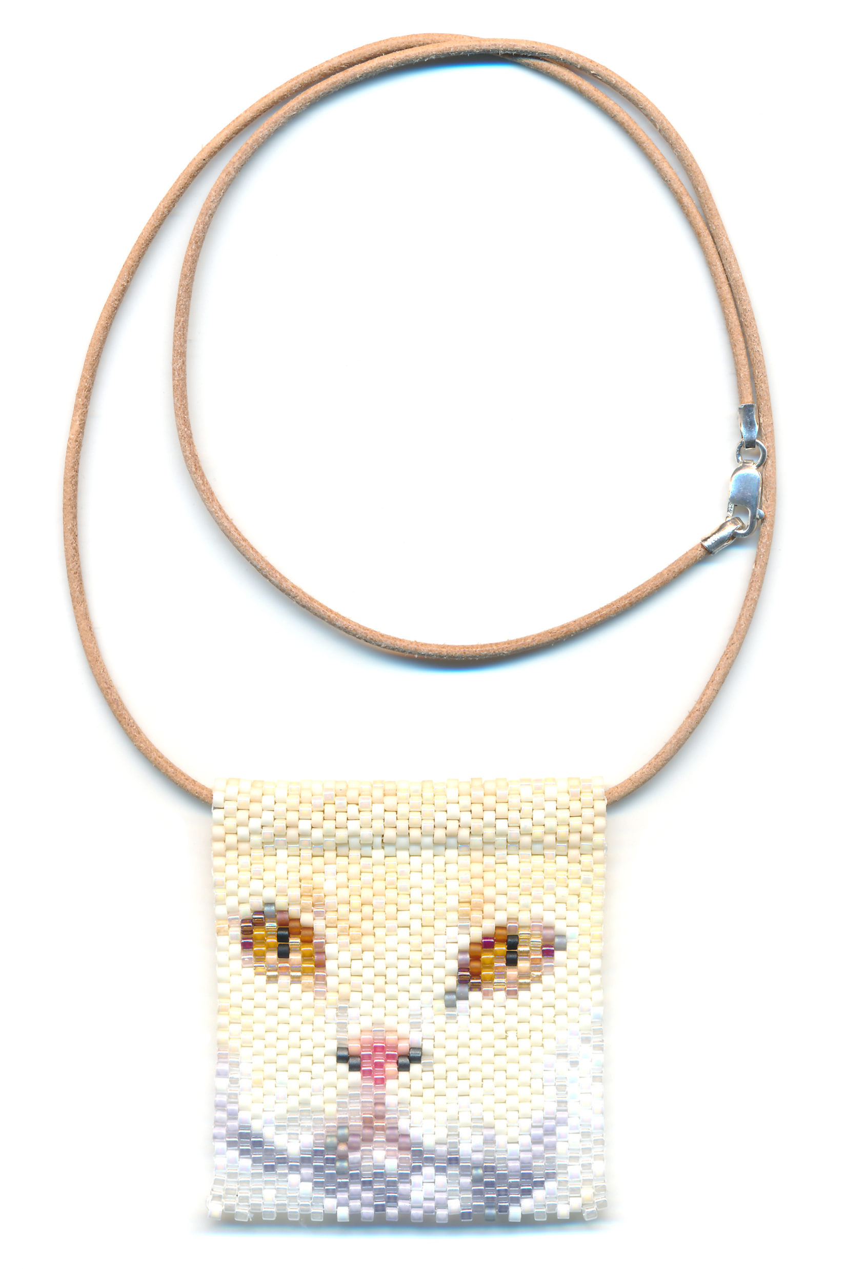 White Cat Face Beaded Necklace
