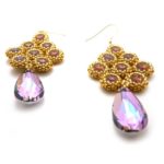 Bezels in Gold and Vitrail Cyclamen Opal Beaded Earrings Handmade-Maddiethekat Designs