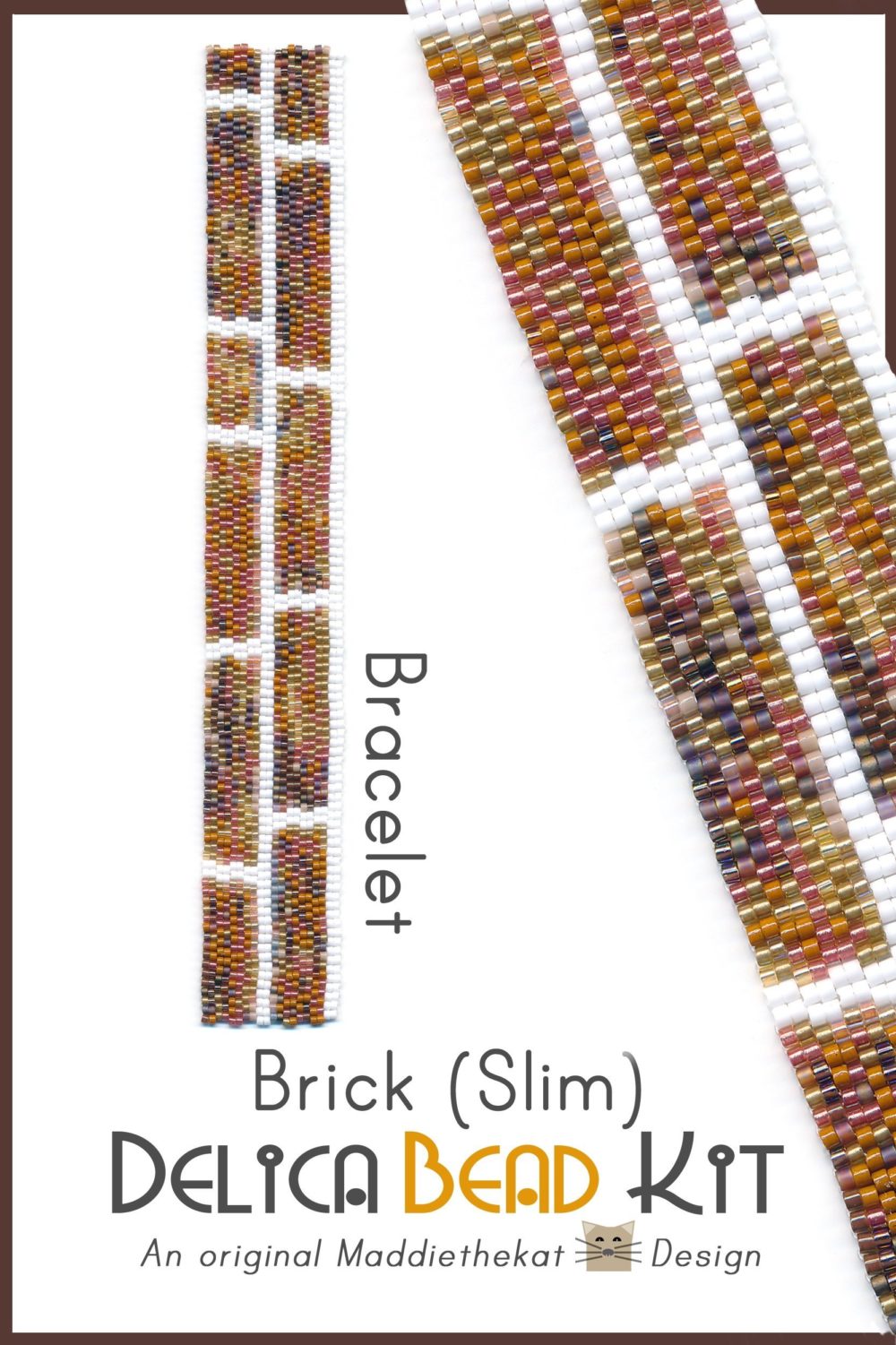 Brick Wall Slim Bracelet Delica 2-Drop Peyote Seed Bead Pattern or KIT DIY-Maddiethekat Designs