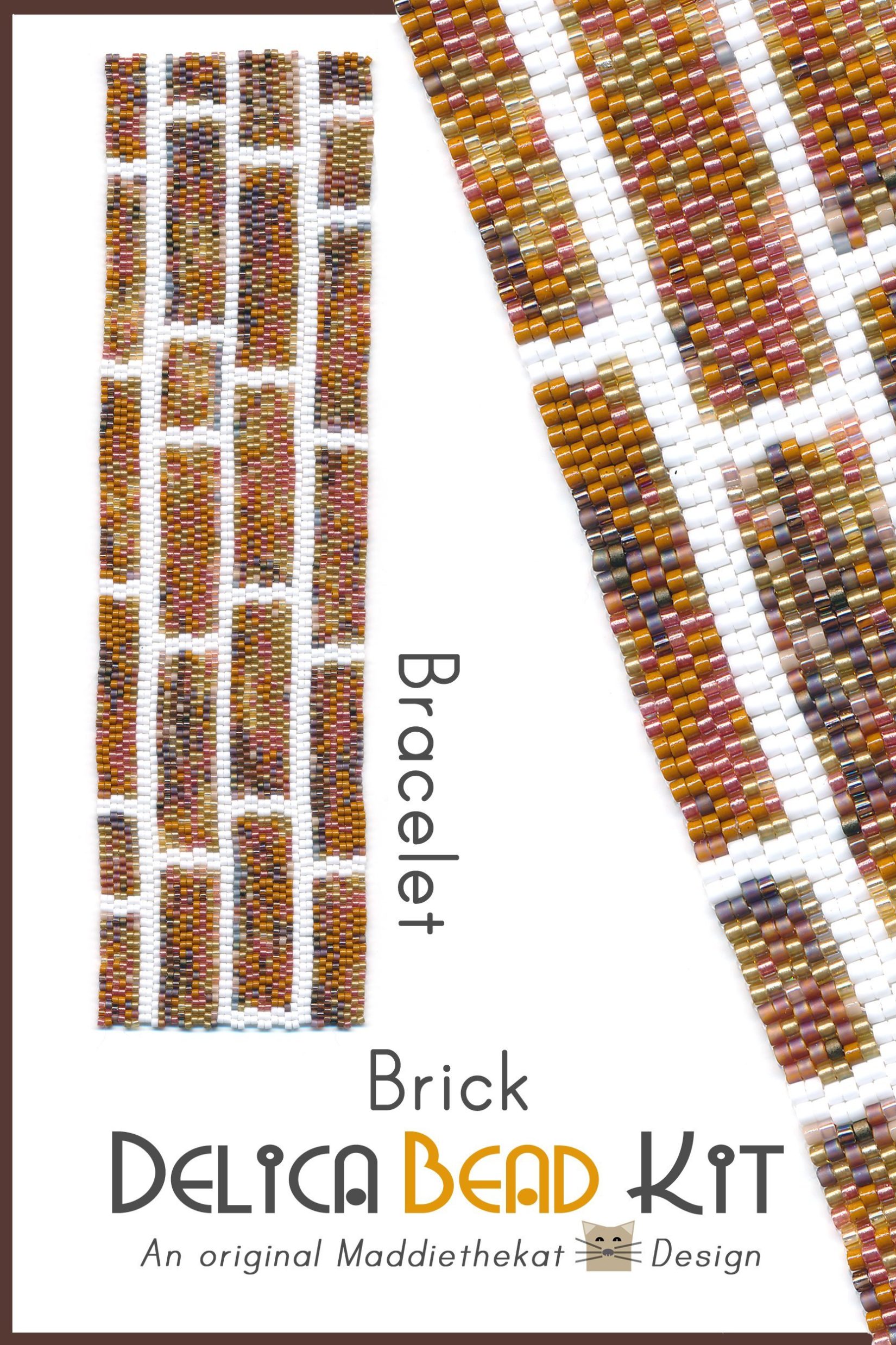 Brick Wall Wide Cuff Bracelet 2-Drop Peyote Bead Pattern or Bead Kit