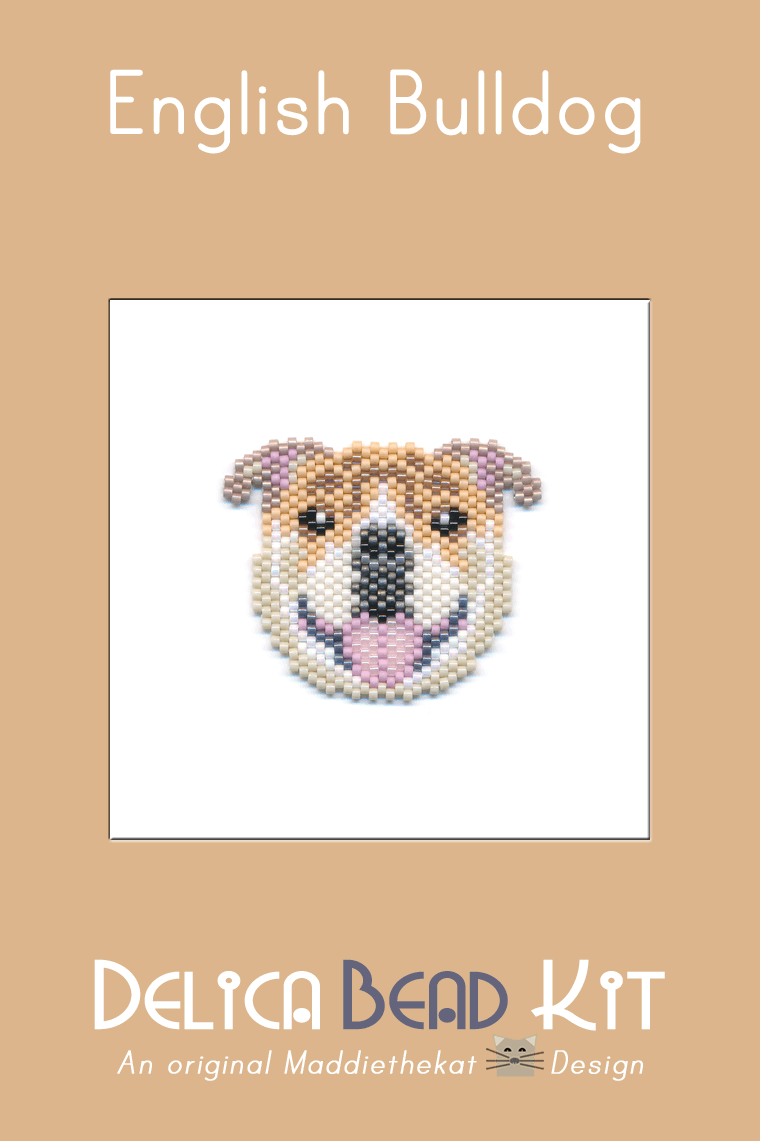 English Bulldog Brick Stitch Bead Pattern PDF or Bead Kit