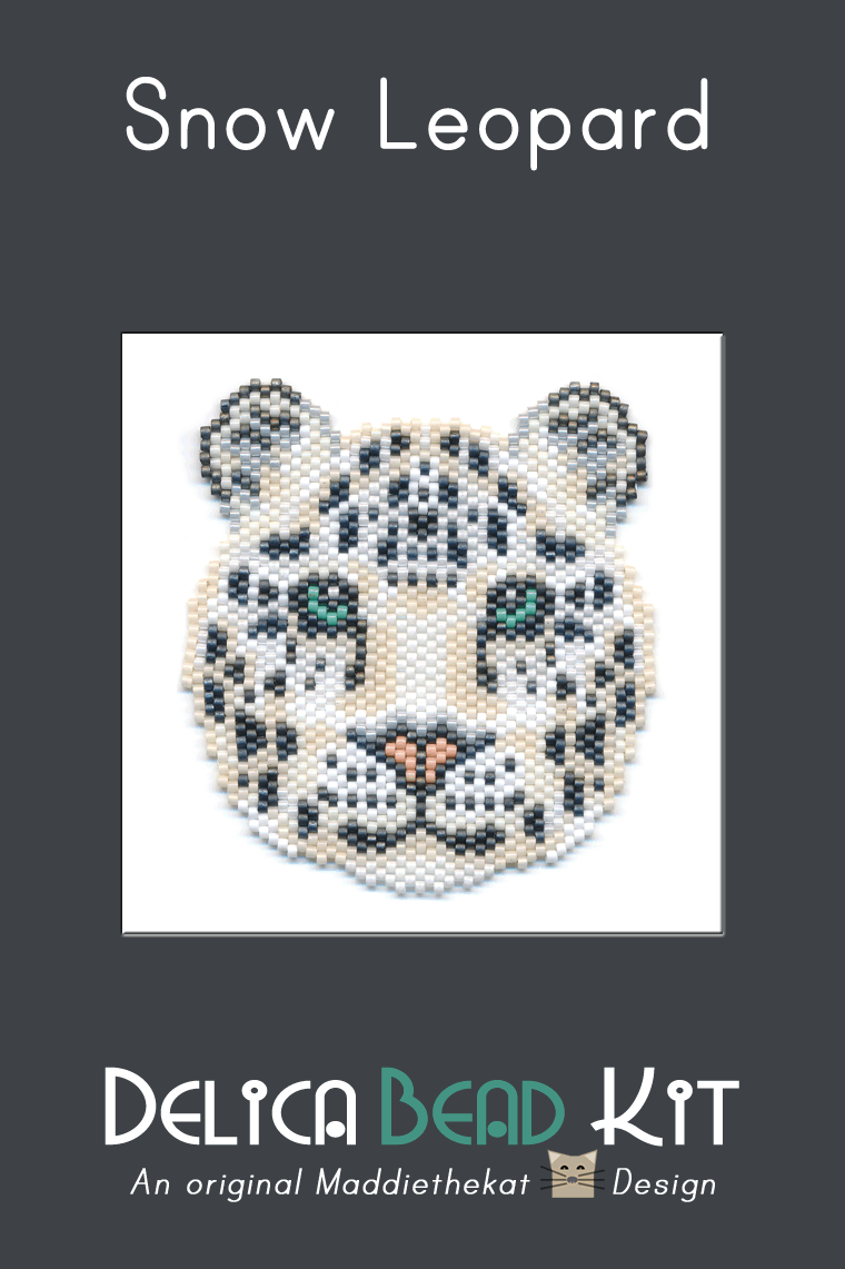 Snow Leopard Brick Stitch Bead Pattern PDF or Bead Kit